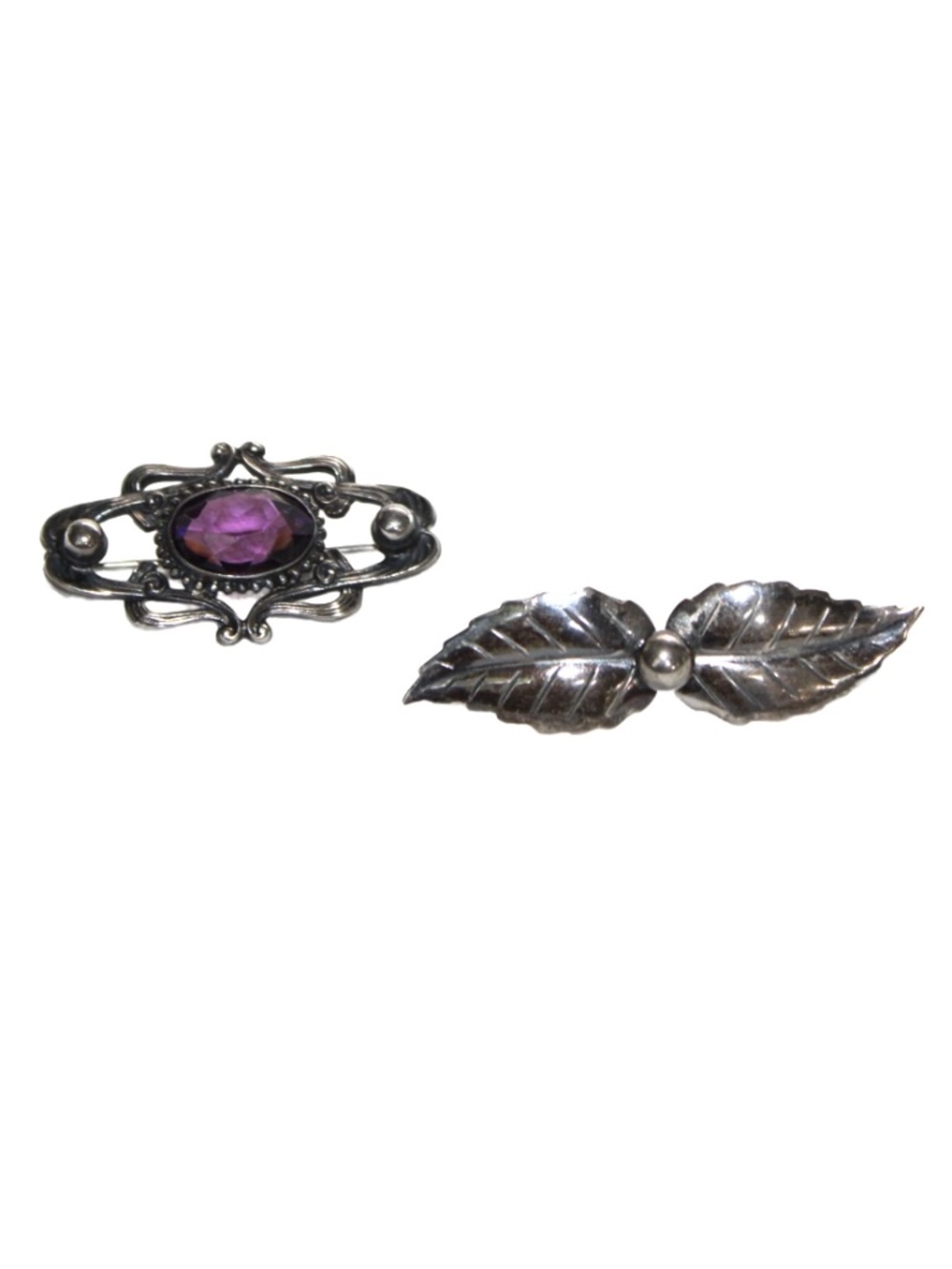 Lot of 2-Petite Sterling Silver Brooches